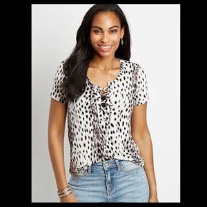 24/7 lace front animal print top